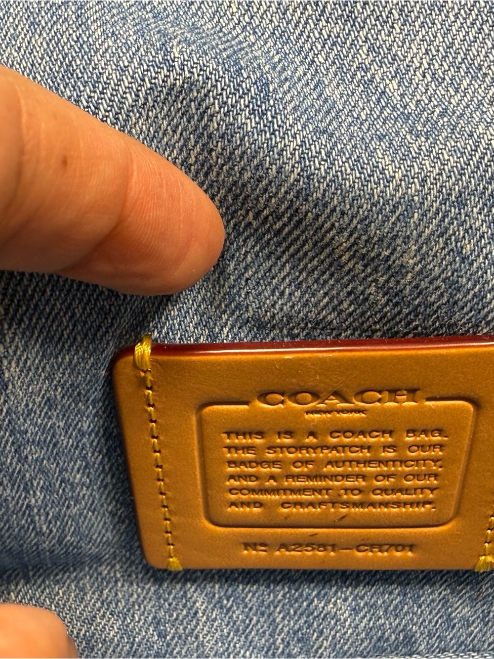 Coach Quilted Denim Shoulder Bag with Gold 'C' Hardware - Picture 7 of 13